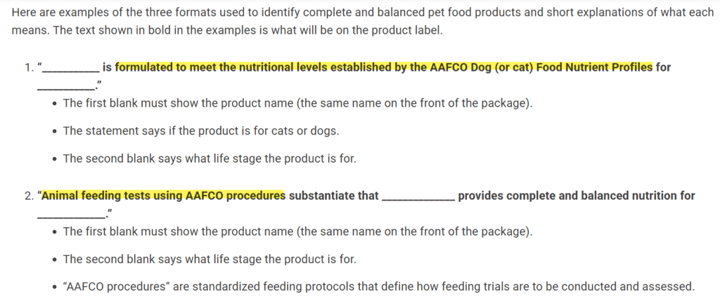 AAFCO label 標示 貓咪主食